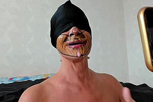 Gilf gulps huge mouthful cumshot straight down her teasing granny throat!