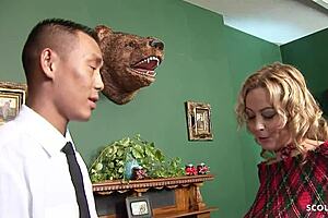 blonde saggy tits wife cheats store asian boy