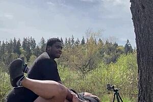 Public outdoor black cock milf missionary moaning creampie pt5