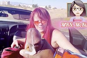 granny teacher slurps my cock publicly by the car