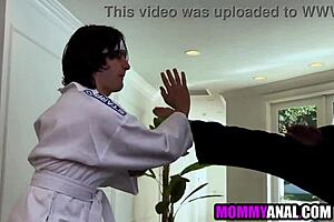 Karate stepmom takes huge cock deep in her tight ass