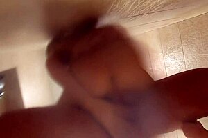 Friend's busty wife catches me perving in shower and begs for cock.