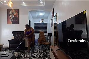 i love shaking my huge ebony ass naked while doing chubby milf chores around house