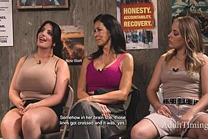 post orgy, kenna james, reagan foxx and crew chat lesbian fun backstage