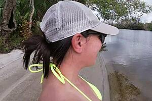 Busty Diamond Fucked Hard After Fishing In Public!