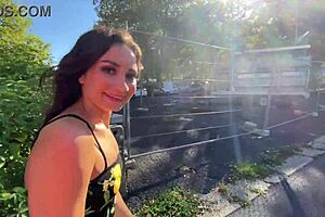 french amateur brunette sneaks under desk for first club waitress blowjob