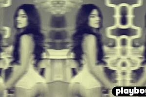 blonde babe with big natural tits strips and shows off her sexy curves