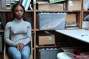 ebony thief caught and anally pounded by the stern officer at work