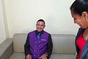 Stepmom and stepdaughter team up on stepson's cock