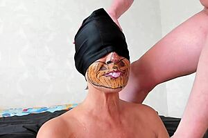 Gilf gulps huge mouthful cumshot straight down her teasing granny throat!