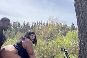 Public outdoor black cock milf missionary moaning creampie pt5