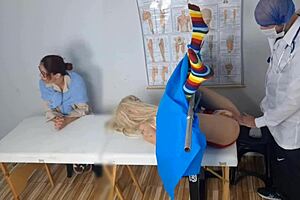 madura takes half-sister to kinky gyno for pussy exam and creampie surprise?