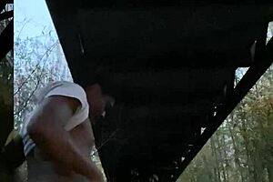 black monster cock fucks milf pussy outdoors to moaning orgasm cumshot quickie