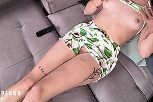 perv stepdad punishes petite stepdaughter alone dripping wet pussy bed