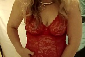 omg this slave milf in red body flashing stockings solo 🔥😈