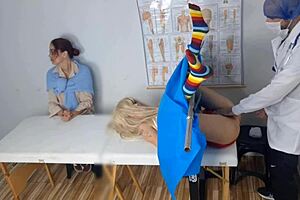 madura takes half-sister to kinky gyno for pussy exam and creampie surprise?