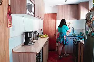 Stepmom cooks sexy so i bend her over kitchen counter hard