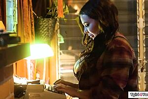 busty trans tori easton rams her cock deep into curvy milf's hairy pussy