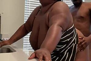 check out these homemade kitchen moans as she rides big black cock