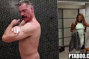 Quick shower turns into petite ebony Tessa Thomas pounding by Charles Dera