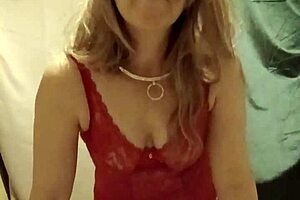 omg this slave milf in red body flashing stockings solo 🔥😈