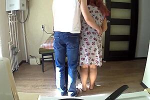 Stepmom blows son after dinner then bends for big ass homemade anal