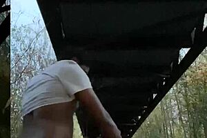 black monster cock fucks milf pussy outdoors to moaning orgasm cumshot quickie