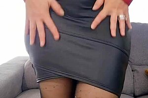 mature beauty teases her fat ass in tight leather skirt pov