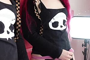 redhead tranny pinky explodes mirror cum in emotional solo shemale masturbation