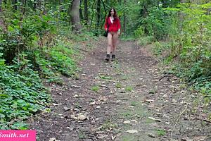 hot milf jeny smit teases anal dildo deep in woods outdoors