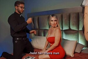 Priest and Nun Salome Gil Double Team Kourtney Love's Sinful Holes