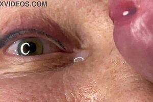 Mature Lady Eyes Covered In Huge Face Cumshot Load