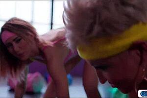 Petite Blonde Lesbo Licked And Dominated By Fitness Babes In Shaved Pussy 69 Face Sitting