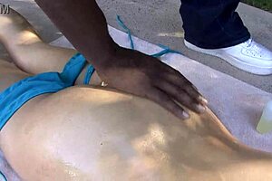 milf mommy bends over big-titted teen for deep anal pounding on bed