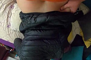 fat slut housewife bent over in shiny leotard takes doggystyle cumshot