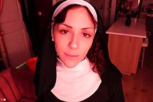 Pregnant Nun Cheats With Stepson's Huge Load