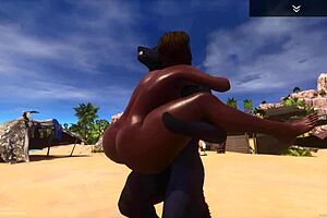 big juicy black milf indra's curvy ass bounces hard on wolf costume cock squirting