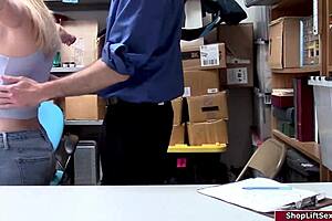 Busty babe chokes on older officer's cock in brutal facefuck