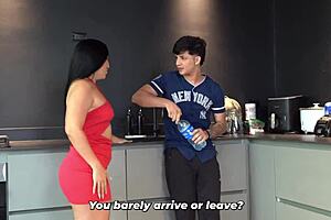 Stepmom ditches me with huge ass milf housekeeper omg