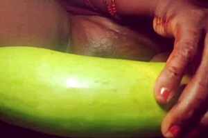 village wife gets her fat pussy fucked by bottle gourd
