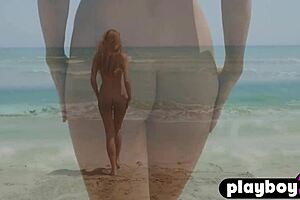 Small Tits Milf Poses Sexily on Beach in Bikini Striptease