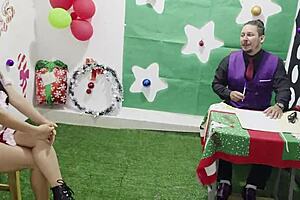 Innocent 18+ hires big cock sucking vaginal pounding Christmas style