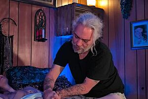 holiday pussy licking massage turns sensual with milf toys and heels