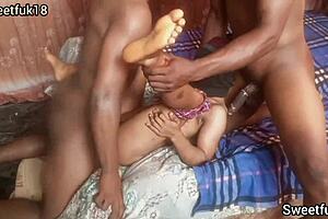 will horny teen's wet hairy pussy handle two bbc?