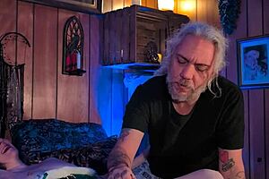 holiday pussy licking massage turns sensual with milf toys and heels