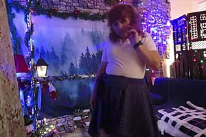Hotwife Steffi Dances Pussy in Plaid Skirt Cosplay Redhead Exhibition