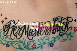 master puts his bitch through deepthroat practice to unload right in her neck