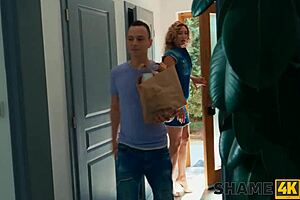 blonde milf sneaks ride on best friend's young cock while he sleeps... shh! 🤫🍆💦