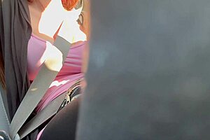 Artemisia Love flashes huge tits in car