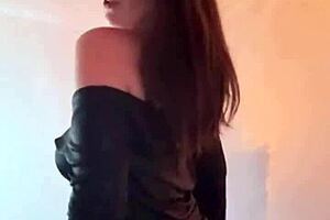 hot milf secretary teases with slow striptease and bouncing big boobs